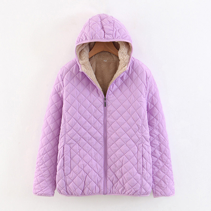 Cravate à capuche Épaisseur Lambswool Coton Coat Femmes Vêtements de dessus chauds