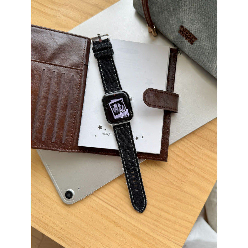 Bracelet de montre en cuir denim mode