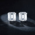S925 Argent Sterling 8x10mm Boucles d'oreilles en mousse de moussanite coupées en émeraude