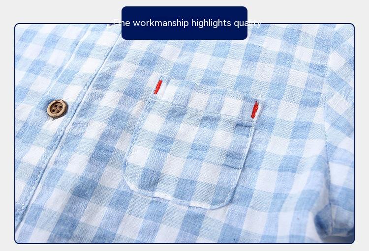 Chemise à manches courtes en coton bleu pour enfants