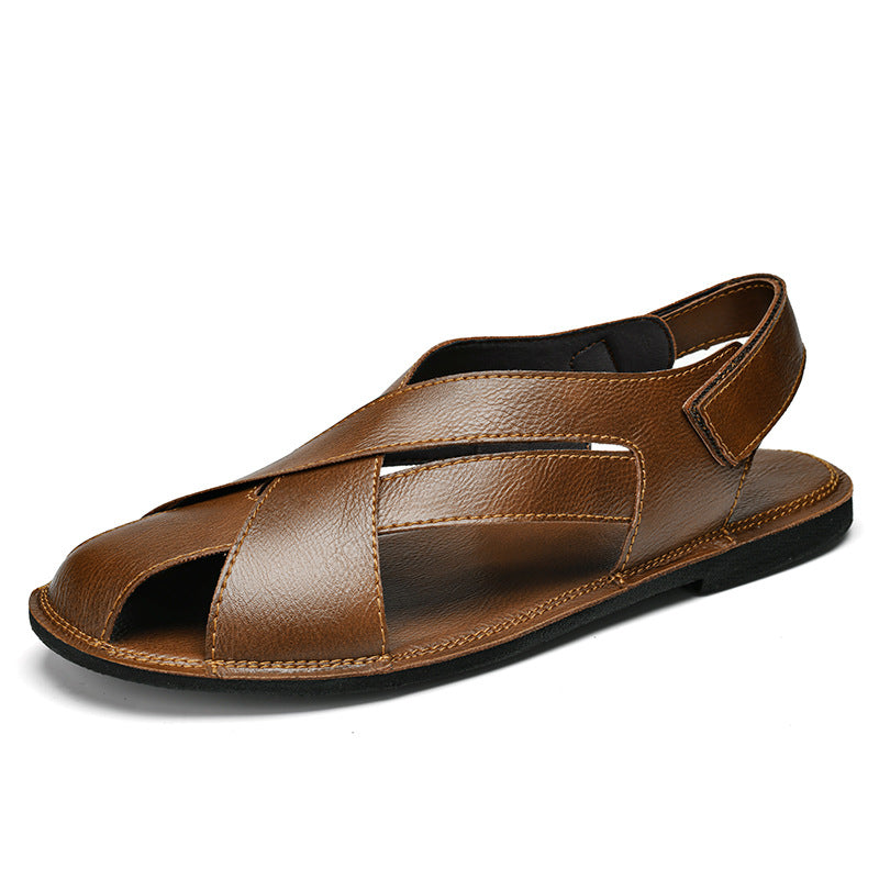 Été Style véritable cuir Casual Beach Sandales non glissantes à double usage