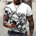 European and American Summer Dark Horror Skull T-shirt homme imprimé 3D manches courtes