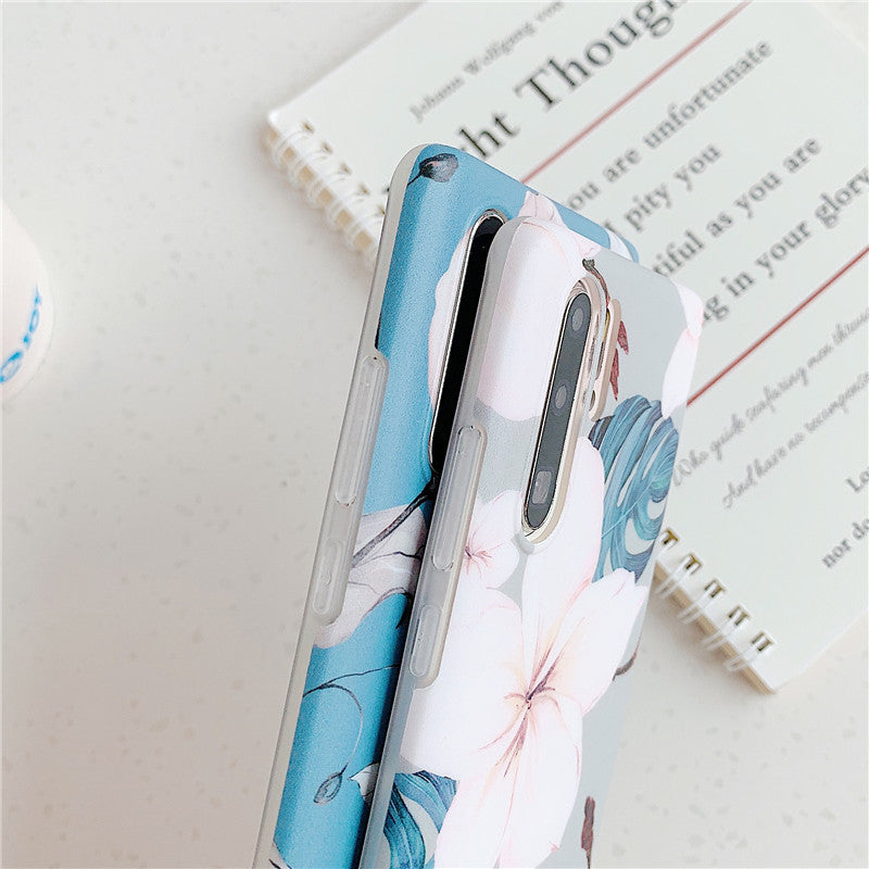 Étui de téléphone en feuille givrée fleur