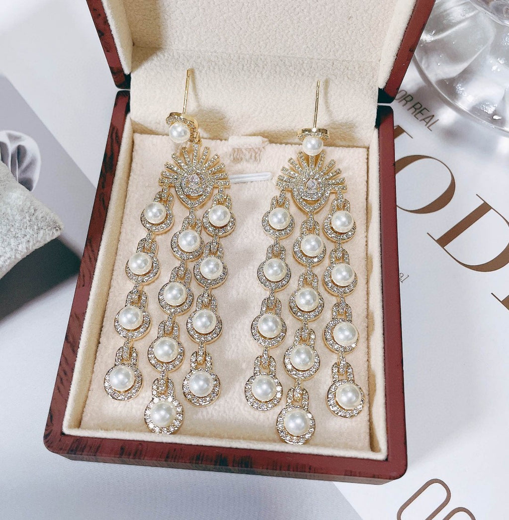Boucles d'oreilles micro inlay Zircon style perles