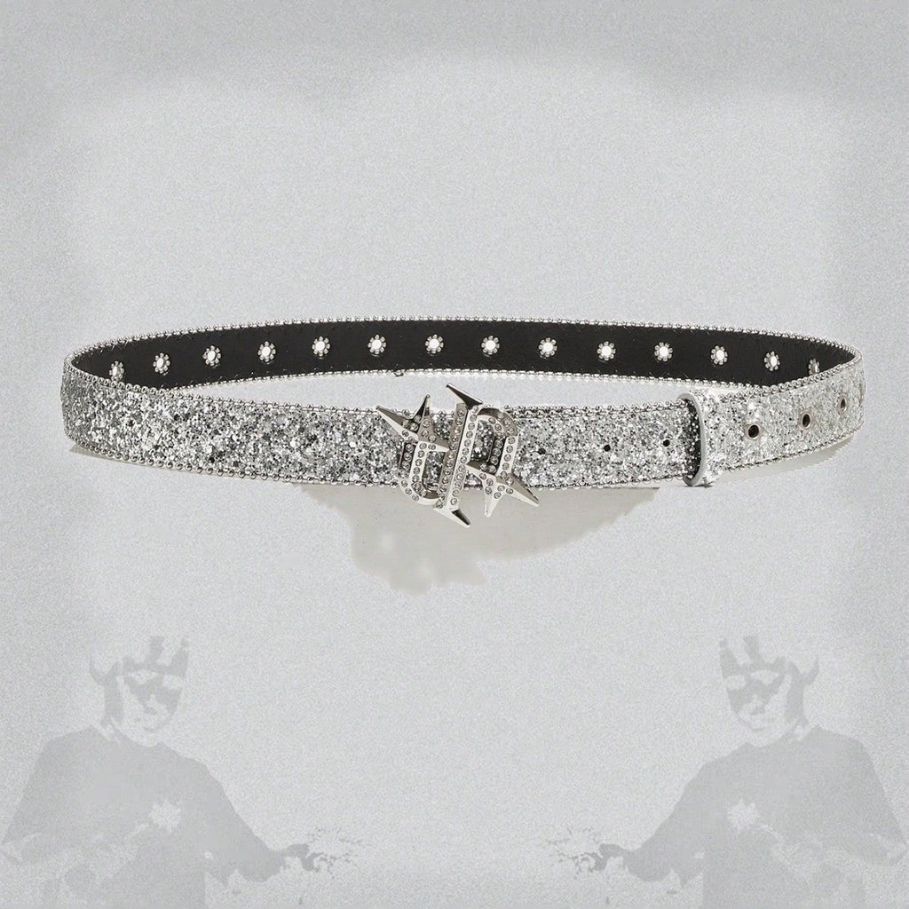 Large Ceinture, mode européenne et américaine Personnalisée Ceinture Jeans décorée de paillettes