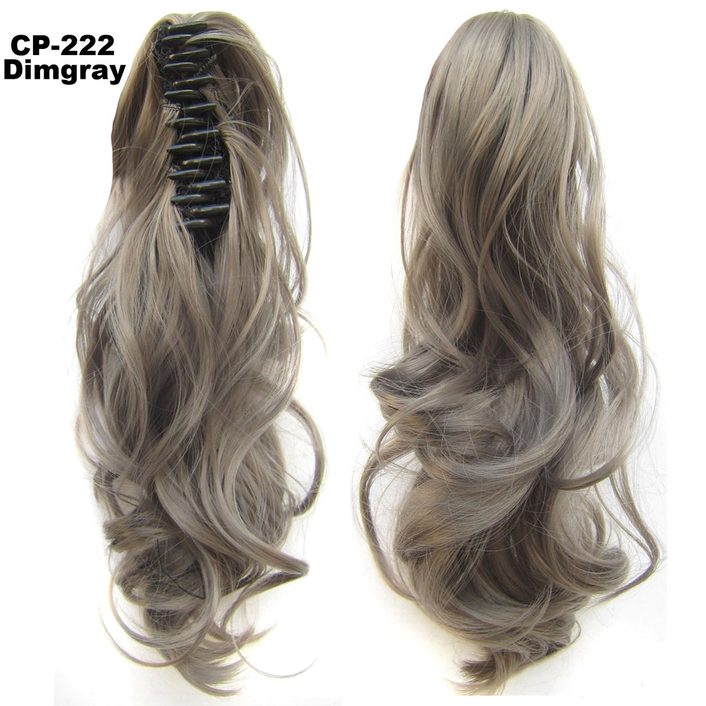 Long Wave Ponytail Wrap autour de Ponytail Clip dans les cheveux Headwear Gris Coiffure Exten naturel