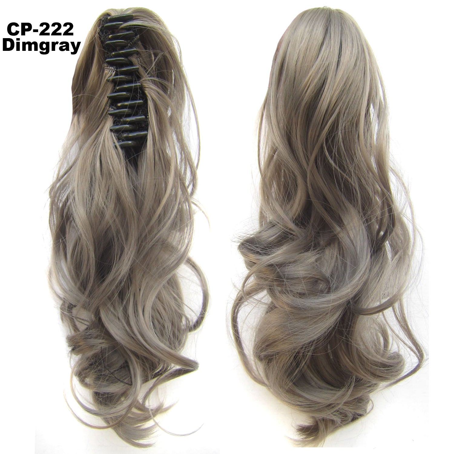 Long Wave Ponytail Wrap autour de Ponytail Clip dans les cheveux Headwear Gris Coiffure Exten naturel