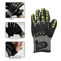 Gants d'impact TPR lourds - Gants de travail de mécanique résistant à la coupe avec doigt anti-écrasement