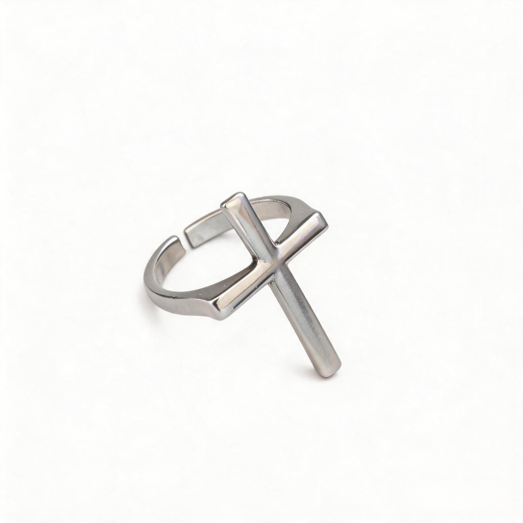 Nouveau style Cross Mens Niche Minimalist Ring