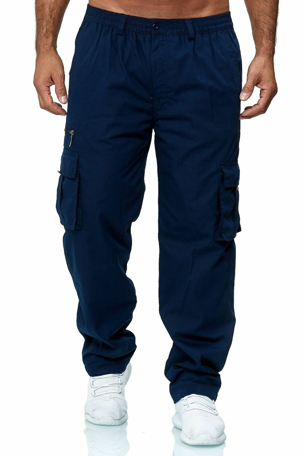 Pantalons de fitness pour homme EBay Casual Multi-Pocket Loose Straight Pantalons de fitness