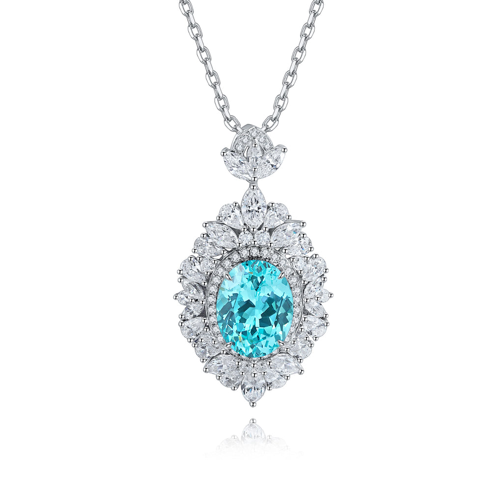 S925 Argent 4.3g Collier en pierre gemme créé par le laboratoire