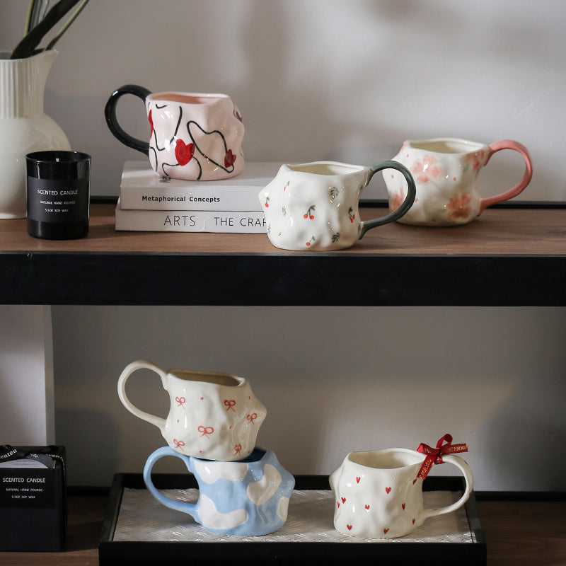 Sous glaçure Tasse en céramique peinte à la main Coupe à grande capacité