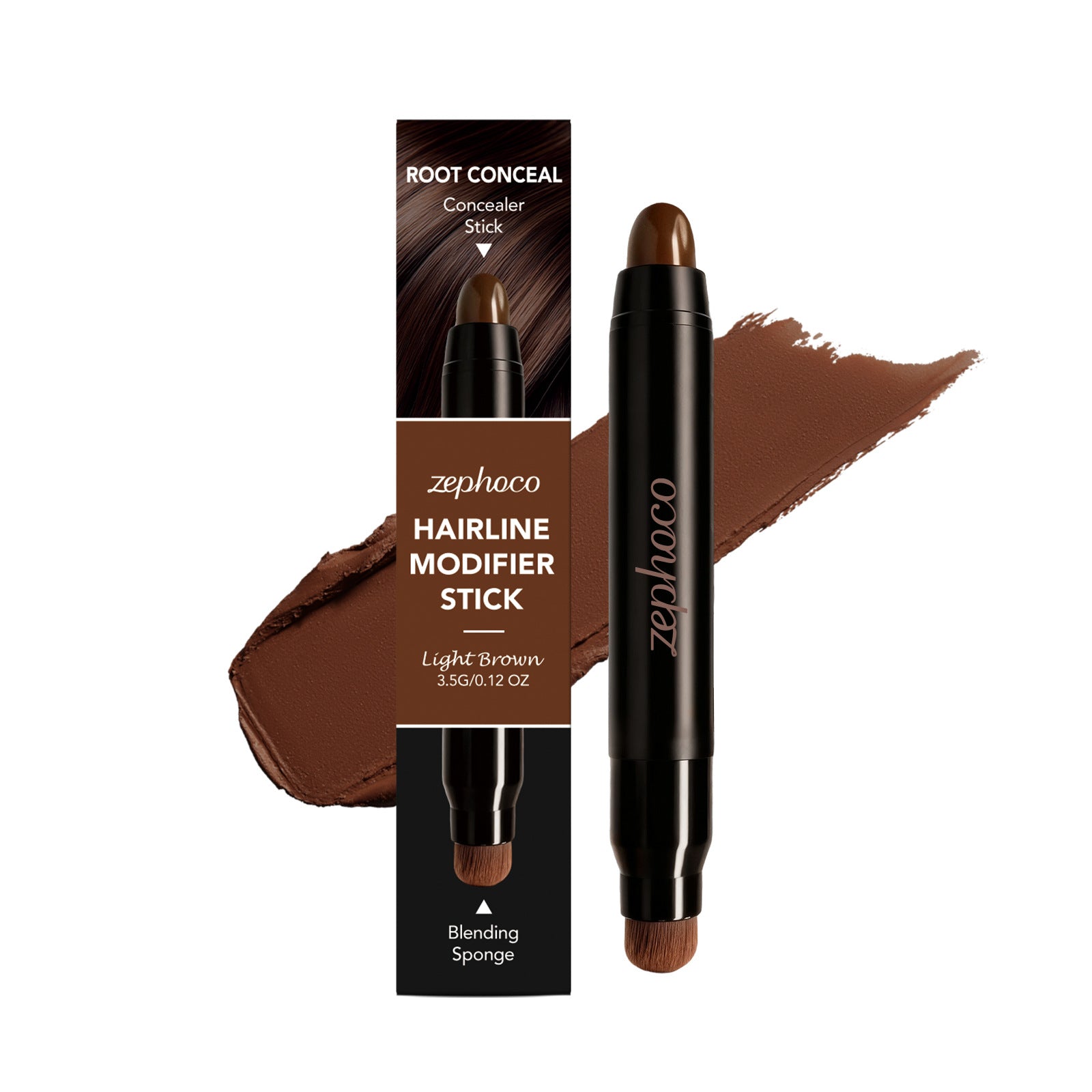 Zephoco Double Find Coiffure Root Touch Up Concealer stylo brun clair pour la couleur quotidienne des cheveux Mod