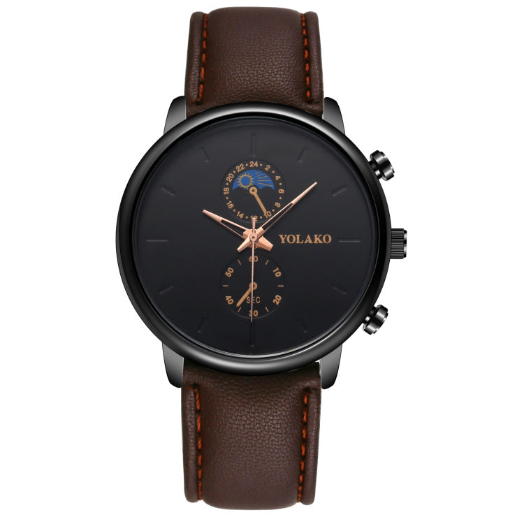 Ceinture en cuir deux yeux Ultra-fin Quartz montre homme