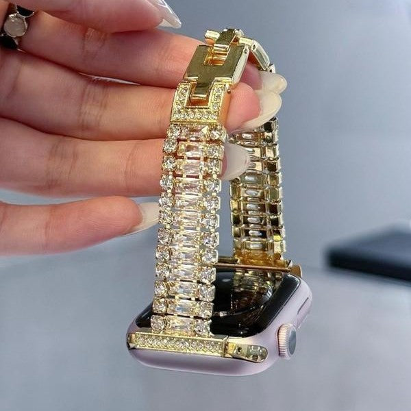 Shiny Zircon bracelet de montre en métal pour Apple Watch Series 10 11 Ultra - Fashionable Str pour femme