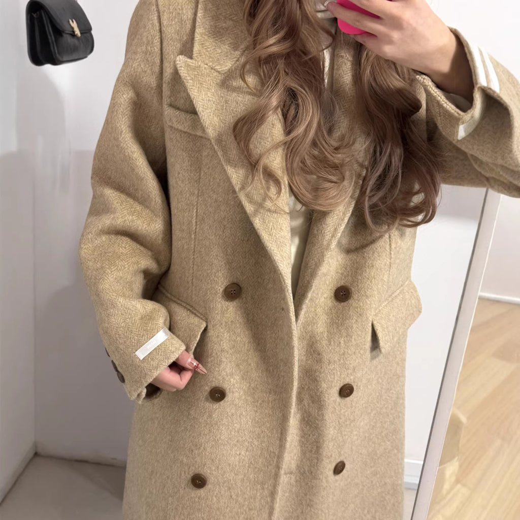 Manteau de laine de style coréen élégant pour femmes