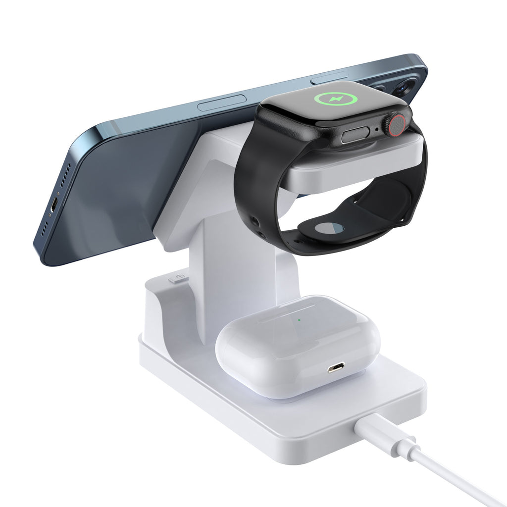 Chargeur magnétique sans fil 3-en-un 15W avec horloge