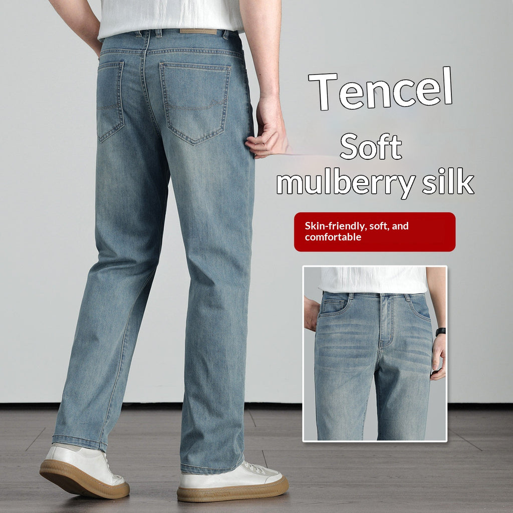 Jeans en soie glacée de couleur claire