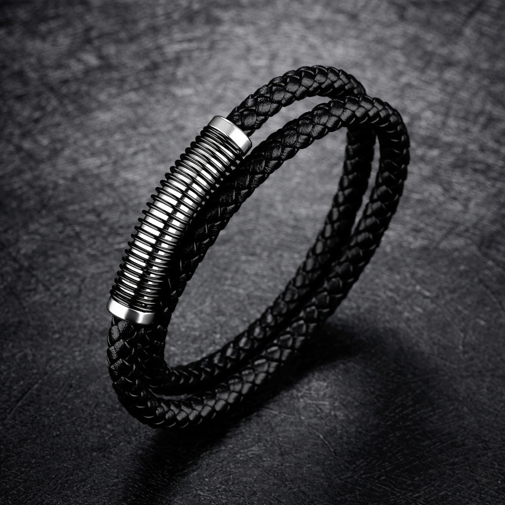 Vintage bracelet double en cuir de vache