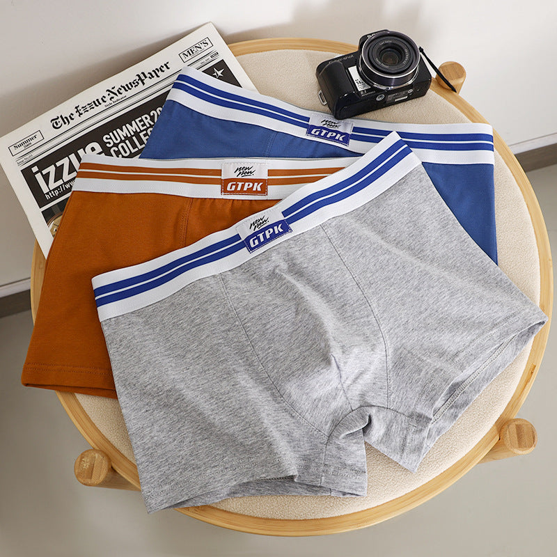 Sous-vêtements pour hommes Pure Color Cotton Sous-vêtements de taille moyenne