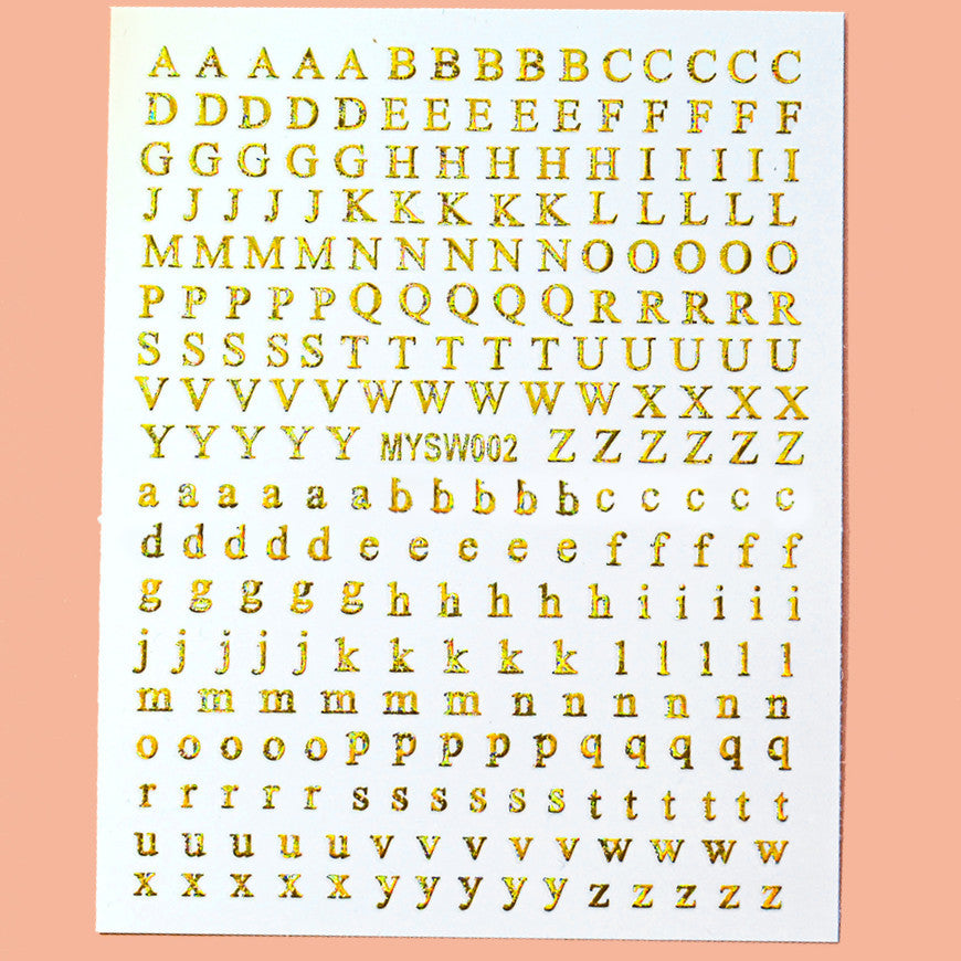 Stickers Nail 12 Couleurs Boîtier en lettres anglaises Décoration pour bricolage fluorescent