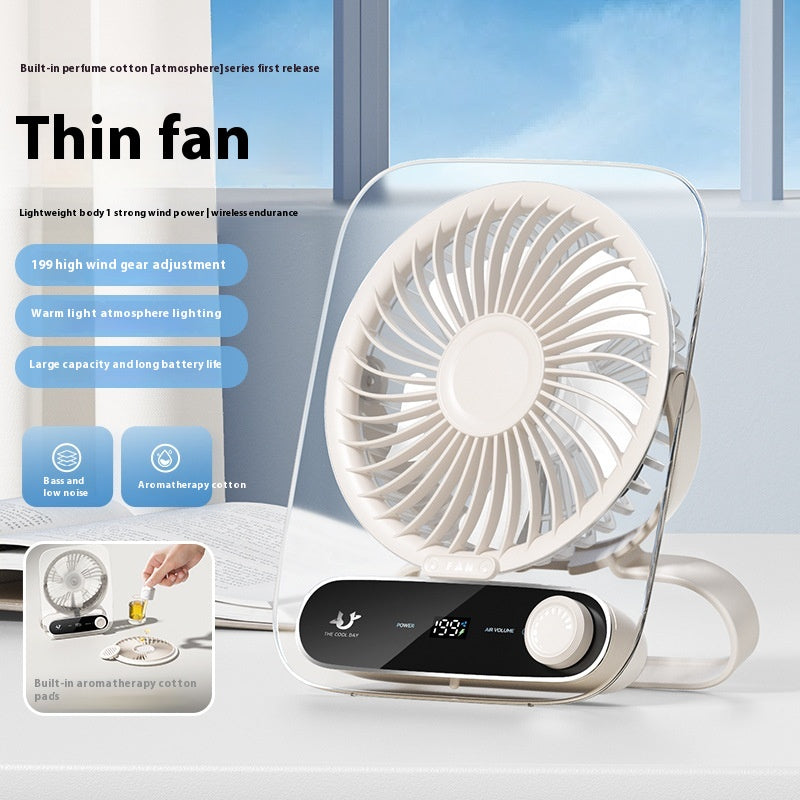Affichage numérique ultra-mince de bureau ventilateur Mute Mini vent Portable usb charge