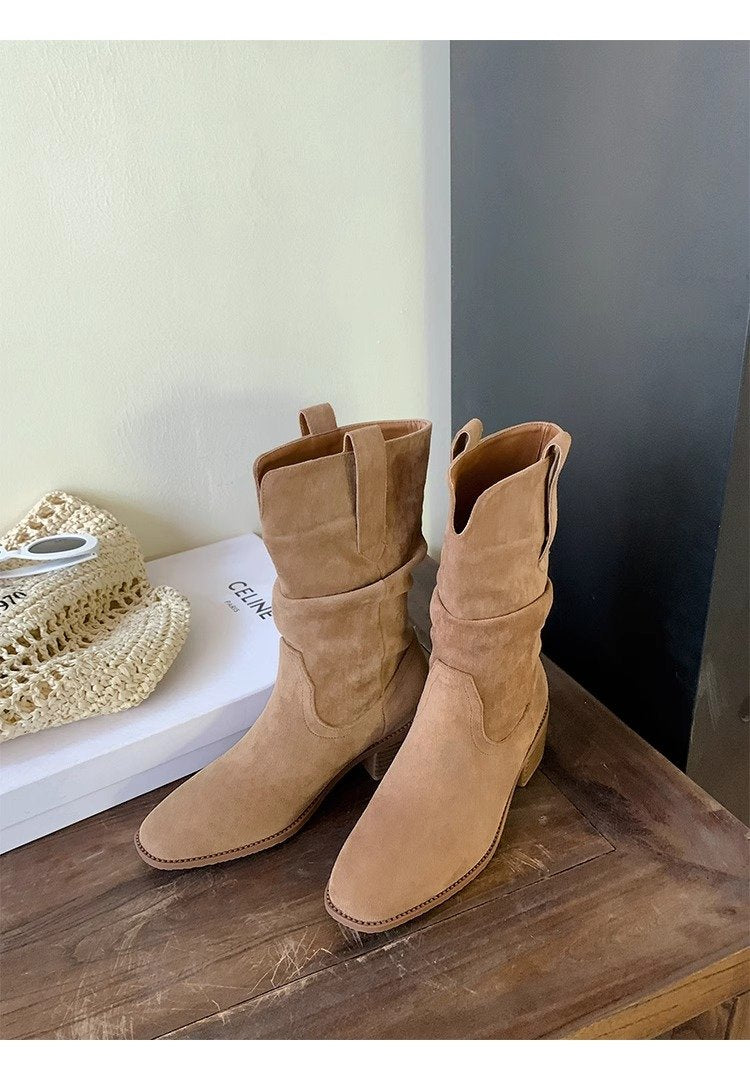 Bottes denim de mode rétro pour femmes