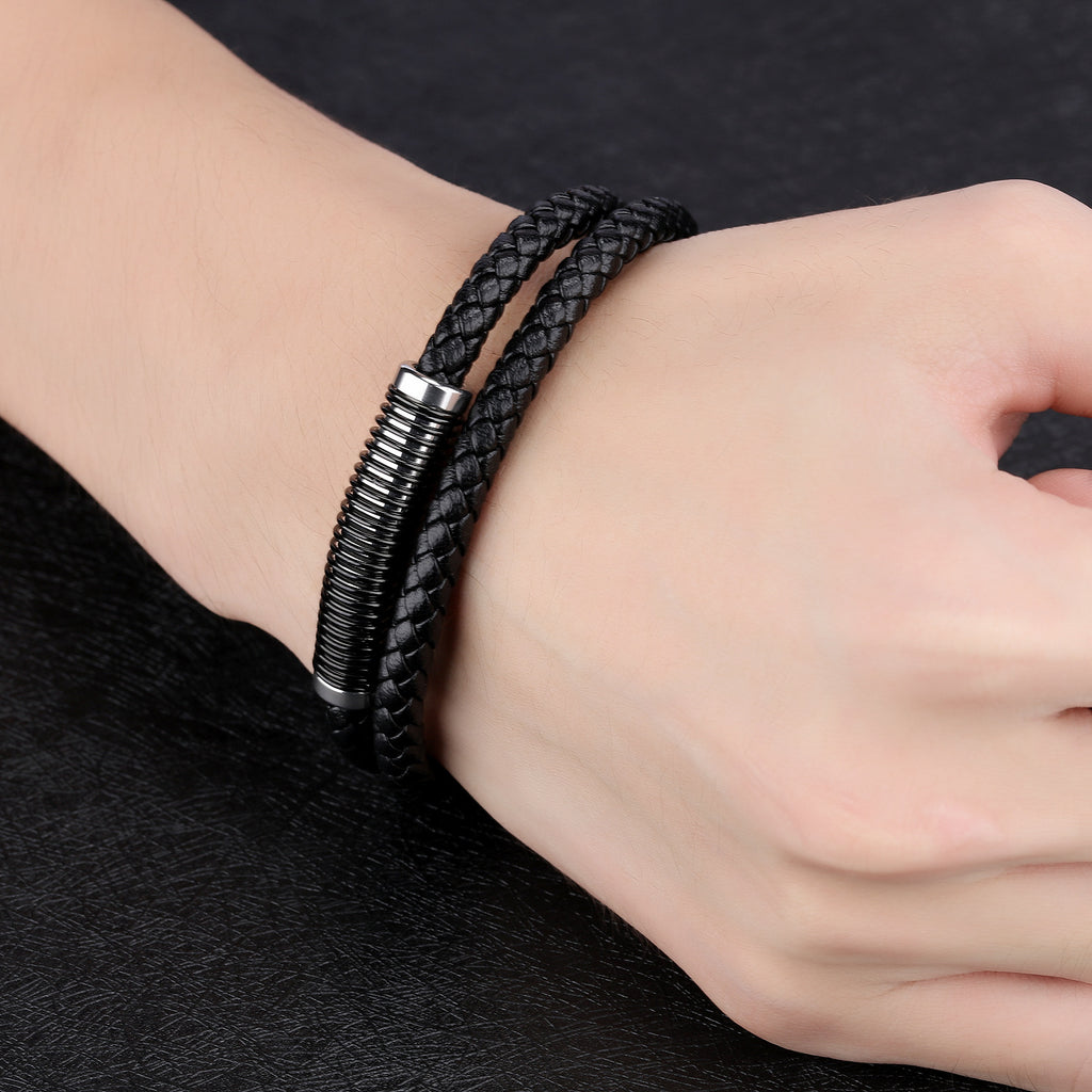 Vintage bracelet double en cuir de vache