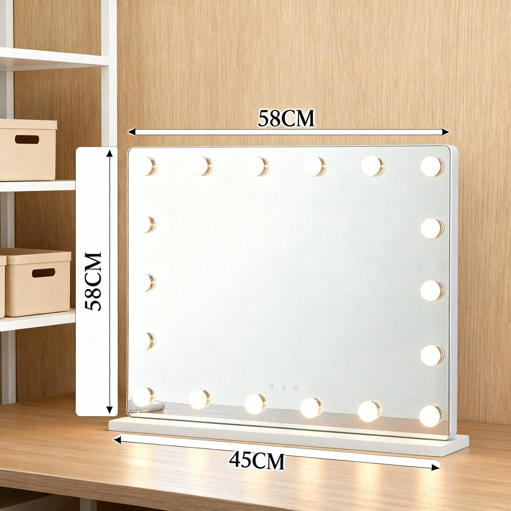 Miroir LED Vanity avec 15 ampoules - Multi Color Lighting Miroir de maquillage rechargeable pour la maison