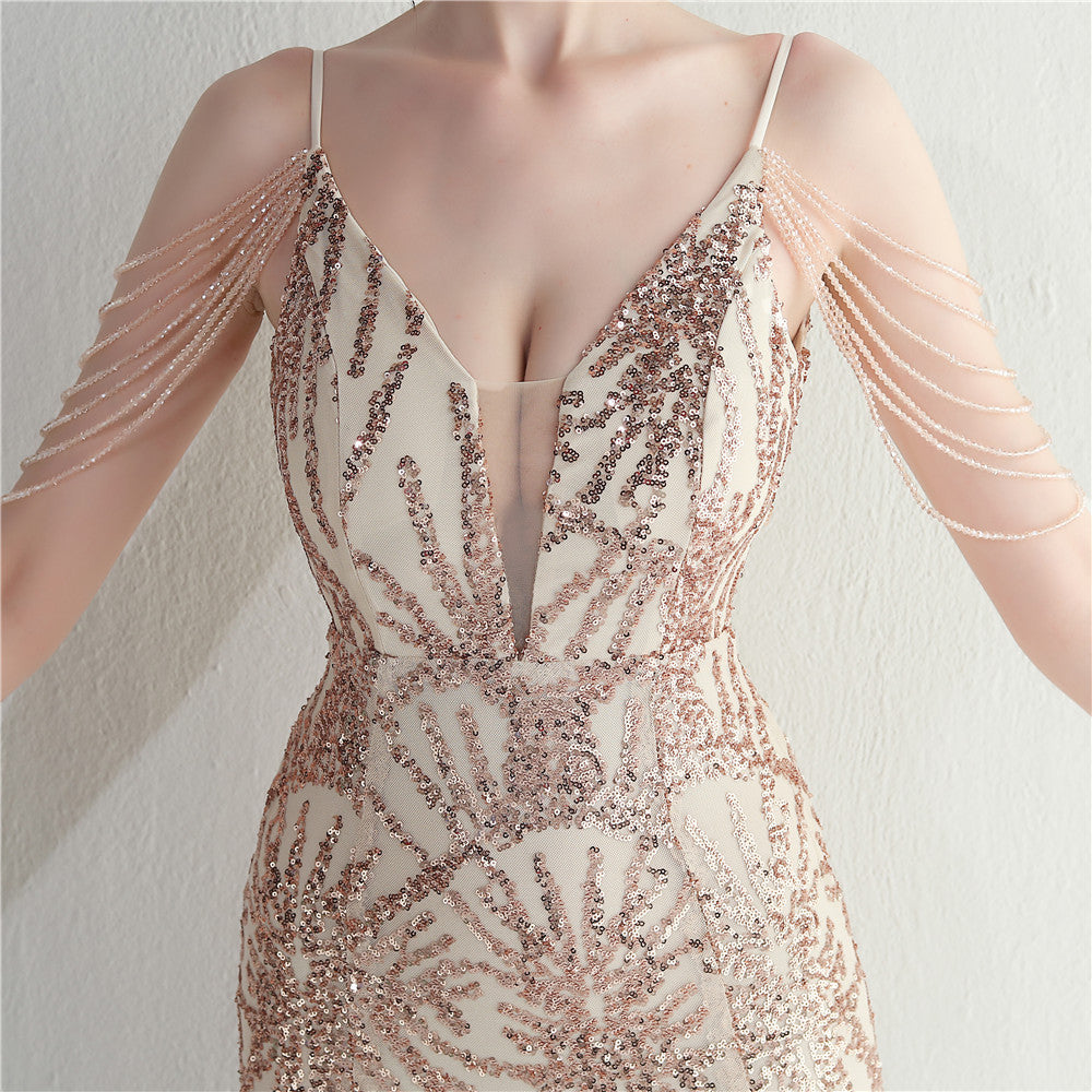 Mesh Perade mariage mariage mariage long camisole soirée Gown