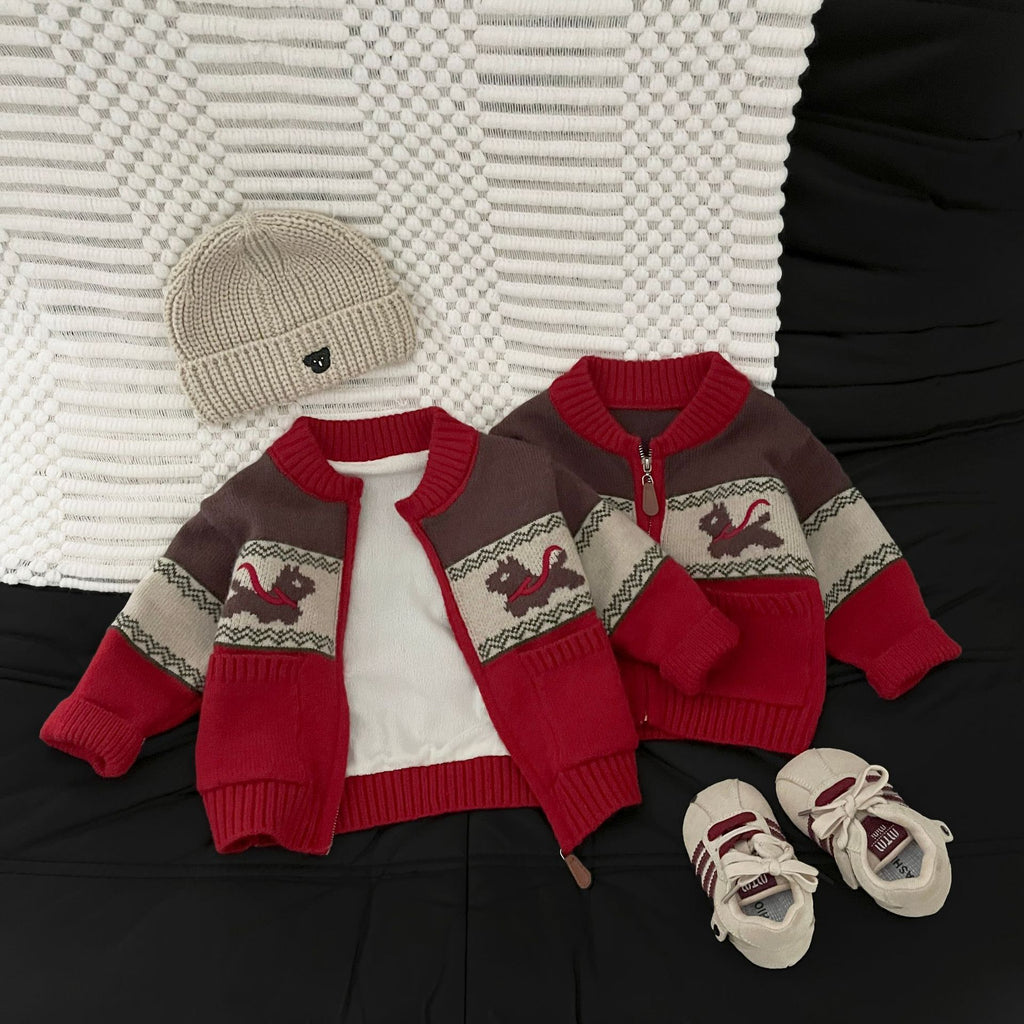 Manteau de cardigan à mailles chaudes de l'automne, doublé de polaires