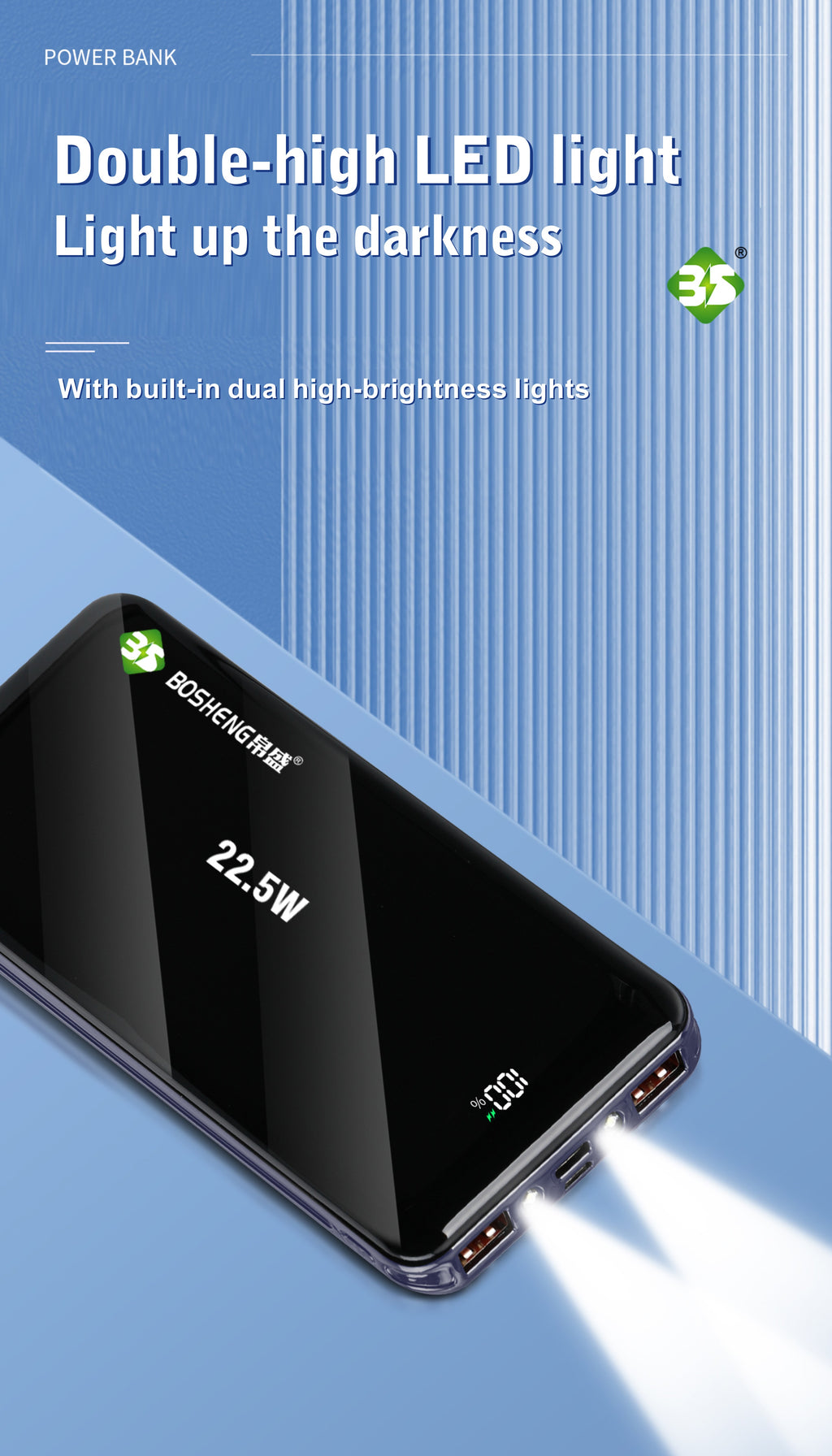 Portable Power Bank charge rapide Pack de batterie universel pour iPhone
