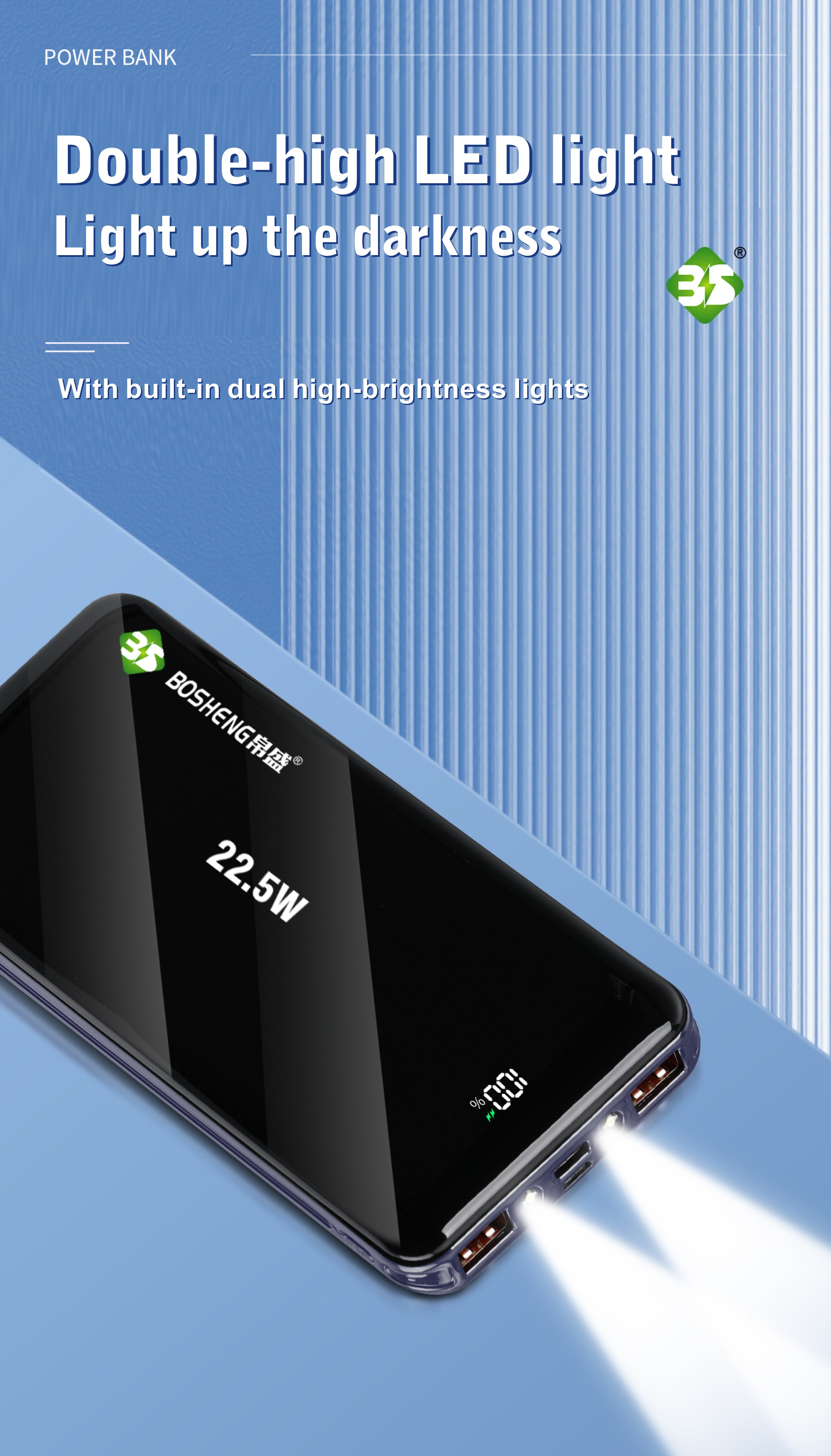 Portable Power Bank charge rapide Pack de batterie universel pour iPhone