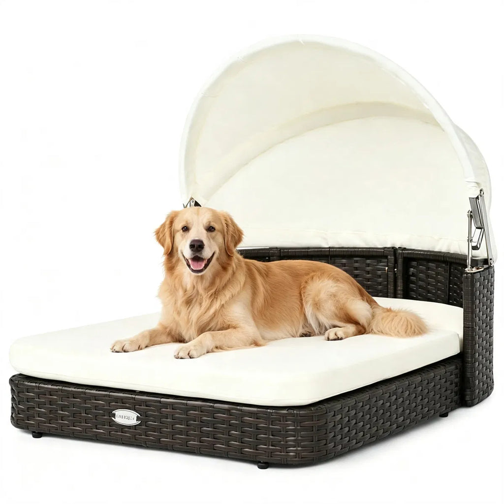 Lit de chien en rotin avec canopie réglable