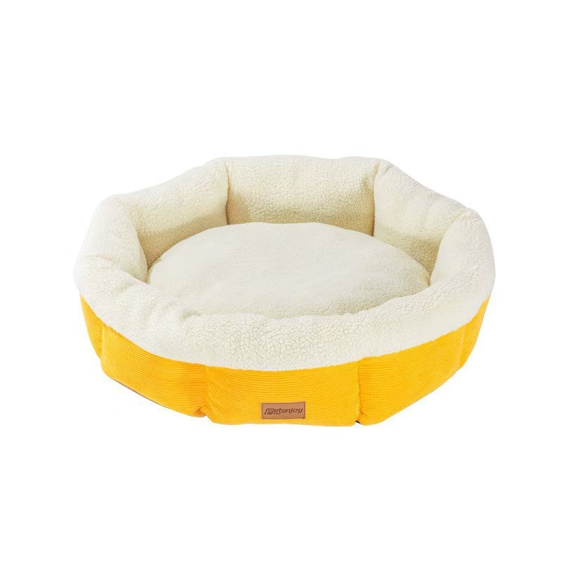 Lit de chat rond semi-fermé de lit de chat profond