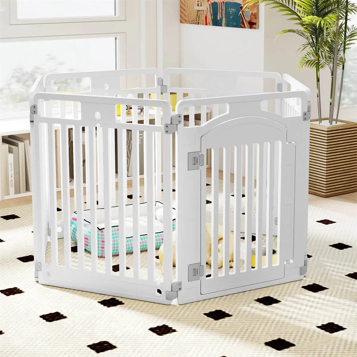6-Panel HDPE chien Playpen - Convertible Design (Playpen/Fence)