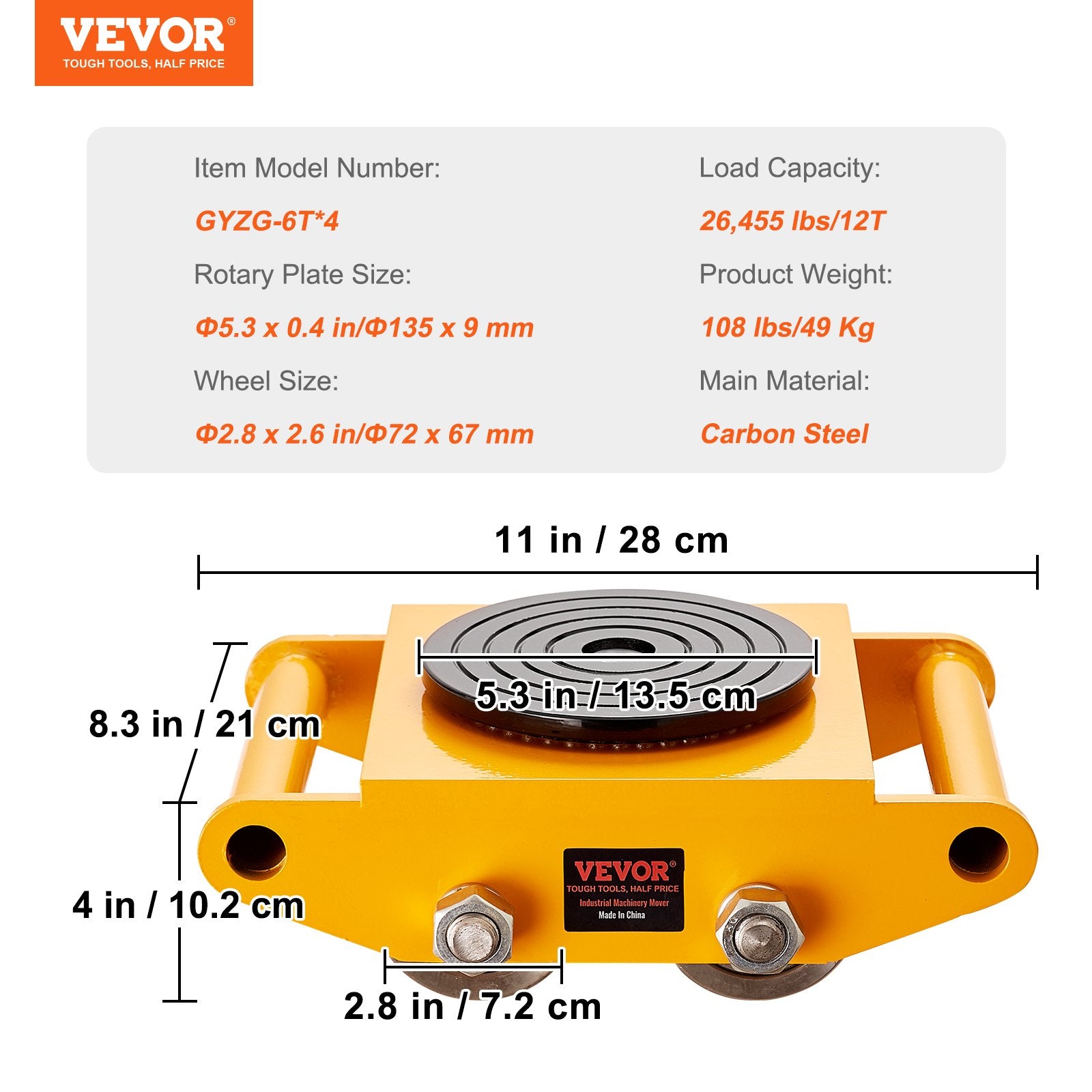 VEVOR 4PCS Machinery Skate Dolly