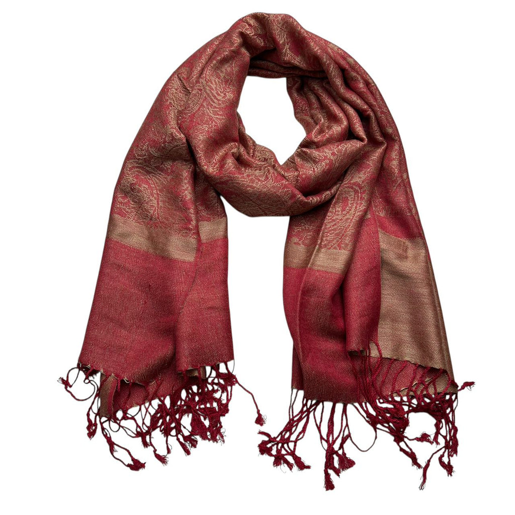 2pcs Classic Red Luxurious Jacquard Weave LightweightRed Jacquard Echarpe
