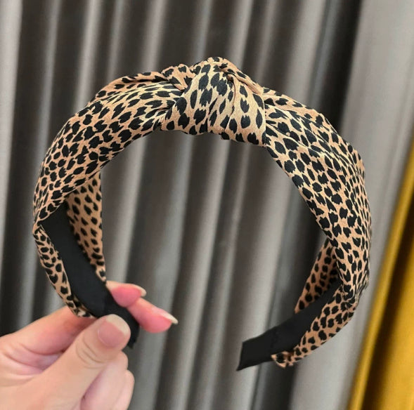 Chanel-style noir et blanc Contraste Leopard-print Tête de bande et tissu cheveux Cli