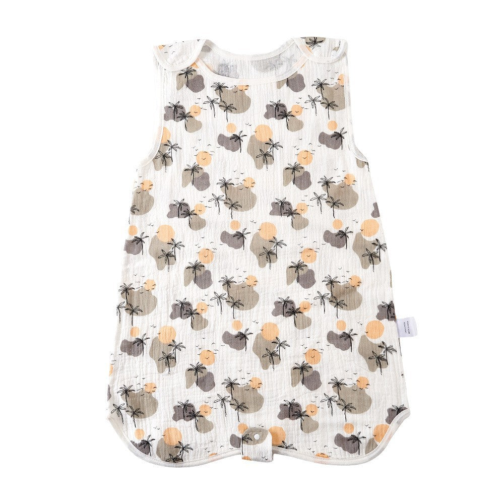 Simple imprimé bébé sans manches coton Gauze sac de couchage
