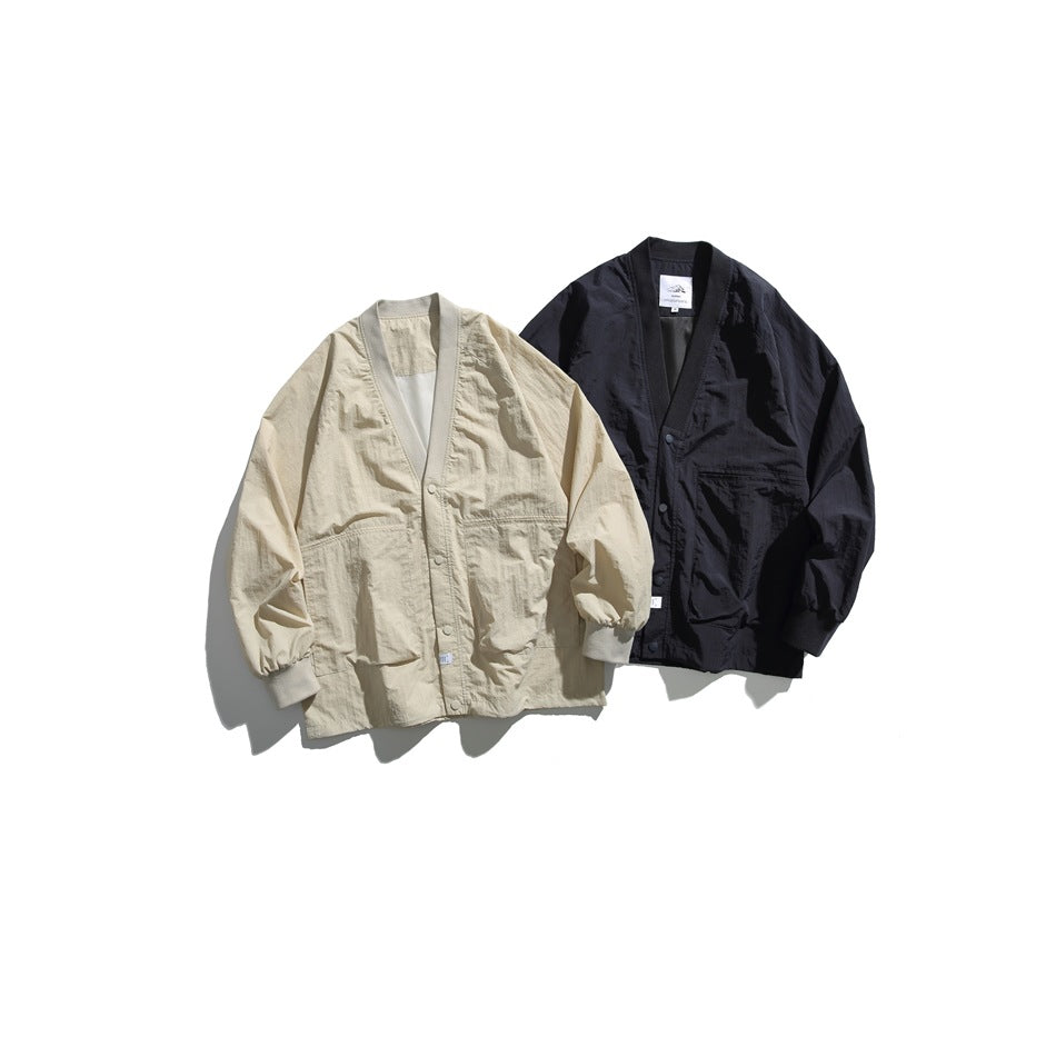 Retro col V Cardigan Coat Couples unisexes Veste Top