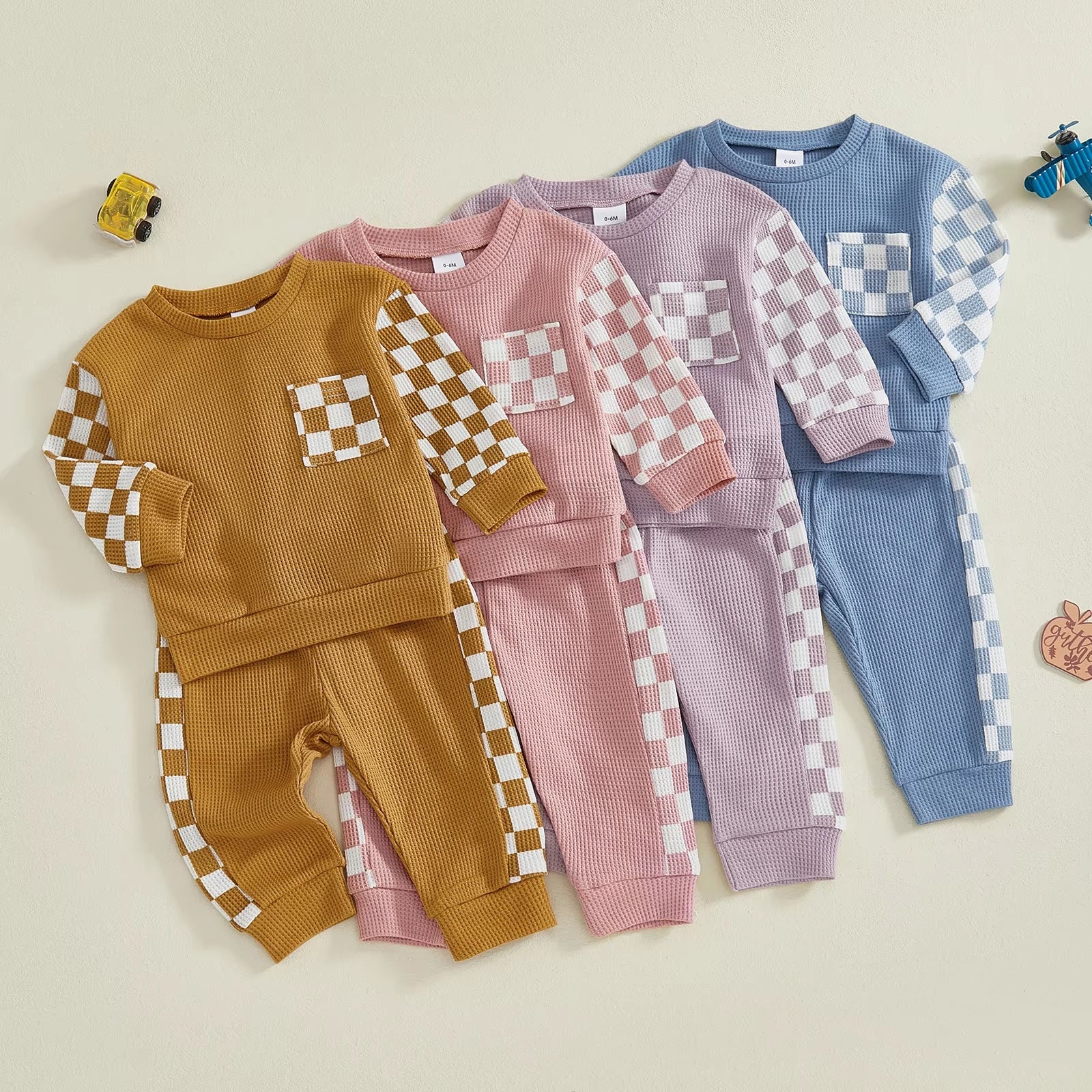 Jeu de deux pièces de patchwork de vérification des gaufres