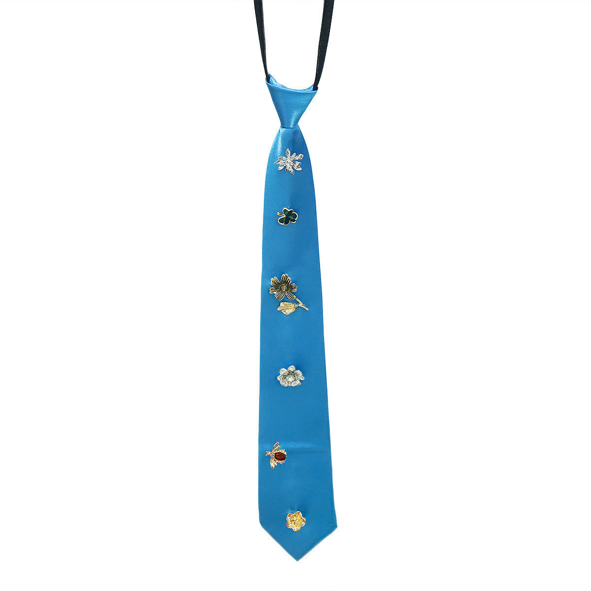 Accessoire aux fleurs en alliage de style rétro avec une cravate rouge et noire