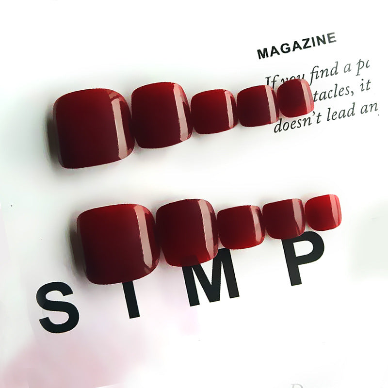 Stickers 24 Pièces de Rouge de style court Pure-sexuée de type épingle à ongles de couleur pure épingle