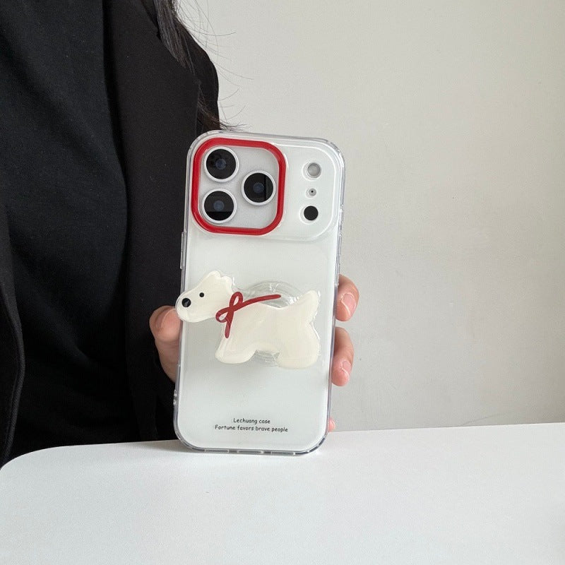Boîtier de téléphone à anneaux rouges avec support Dachshund