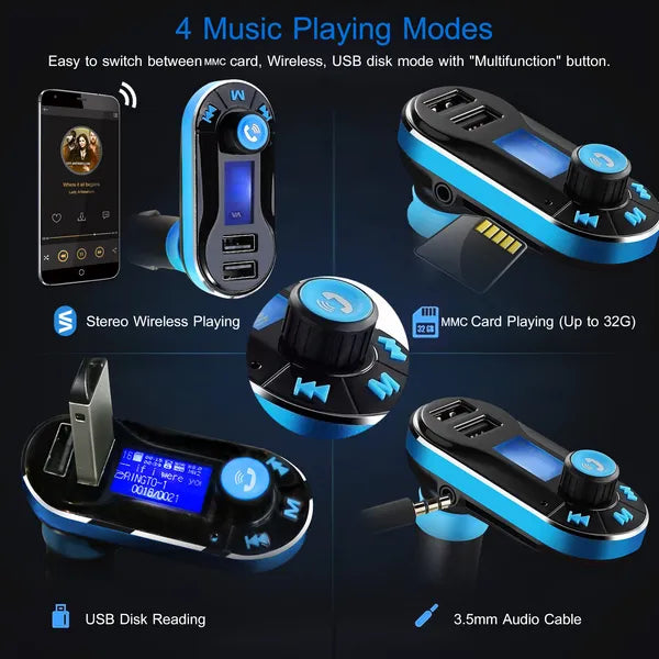 Emetteur FM sans fil de voiture Chargeur double USB mains-libres Call MP3 Player Affichage LED aux-in