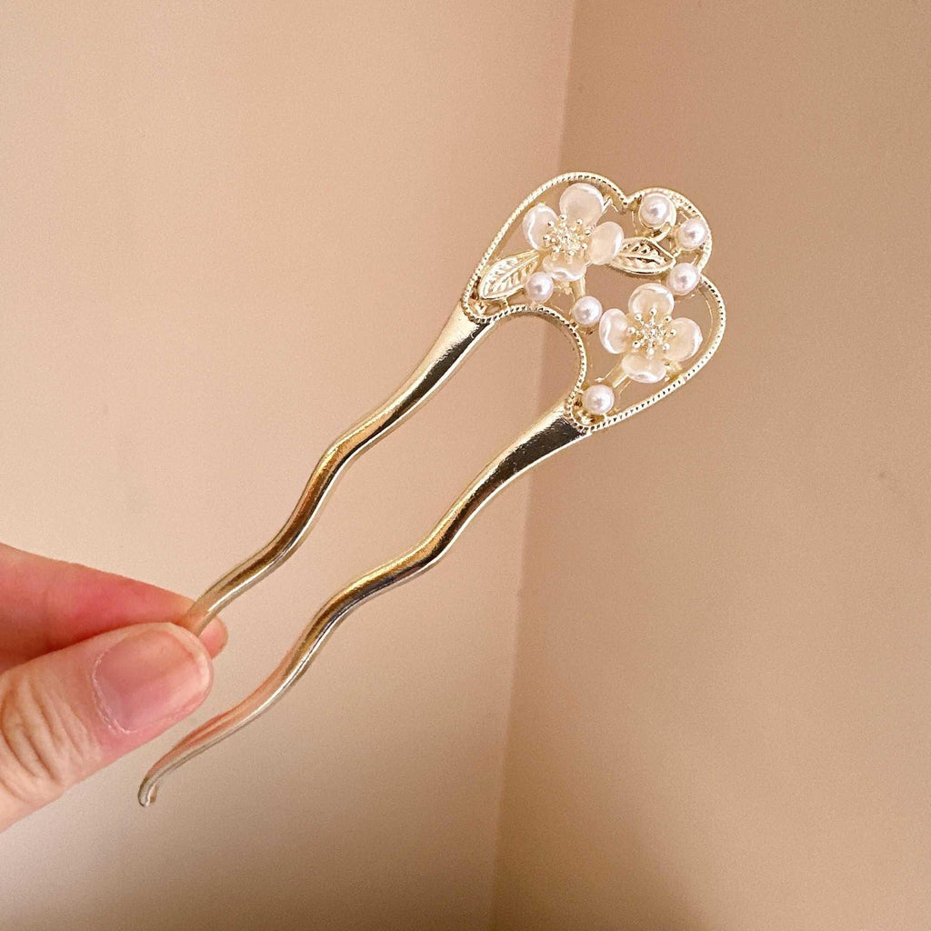 Élégantes perles camellia style U-épingle cheveux