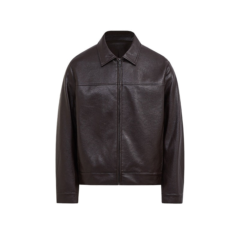 Veste en cuir courte d'automne manteau casual