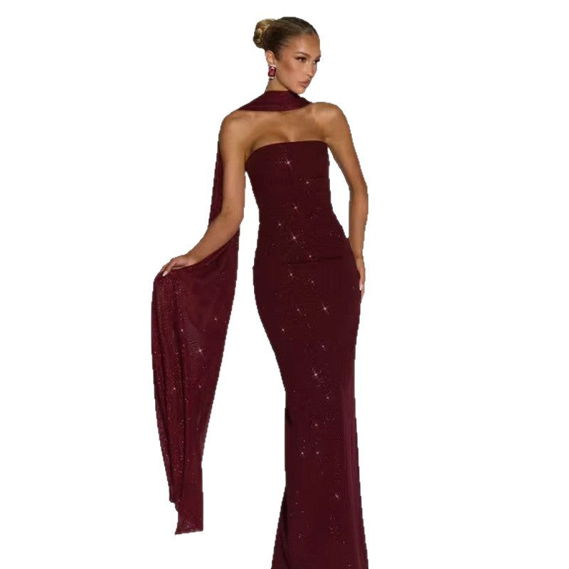 Robe de femme sans écharpe à paillettes