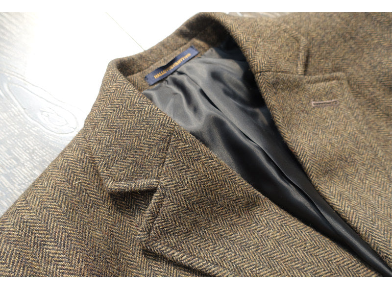 Style américain Vintage Herringbone Tweed lourd poids veste de travail en laine